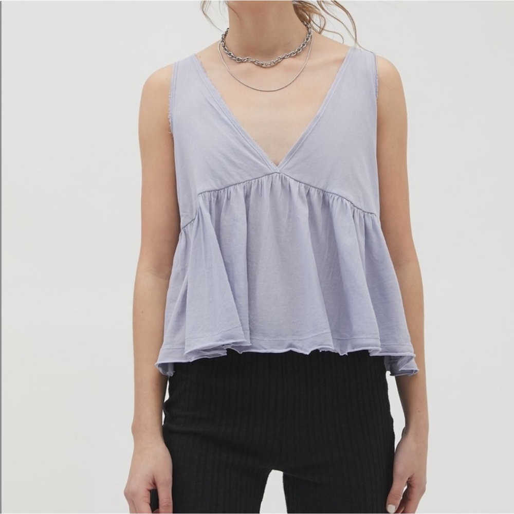 Urban Outfitters Blue Cali Plunging V Neck Babydoll Tank Top